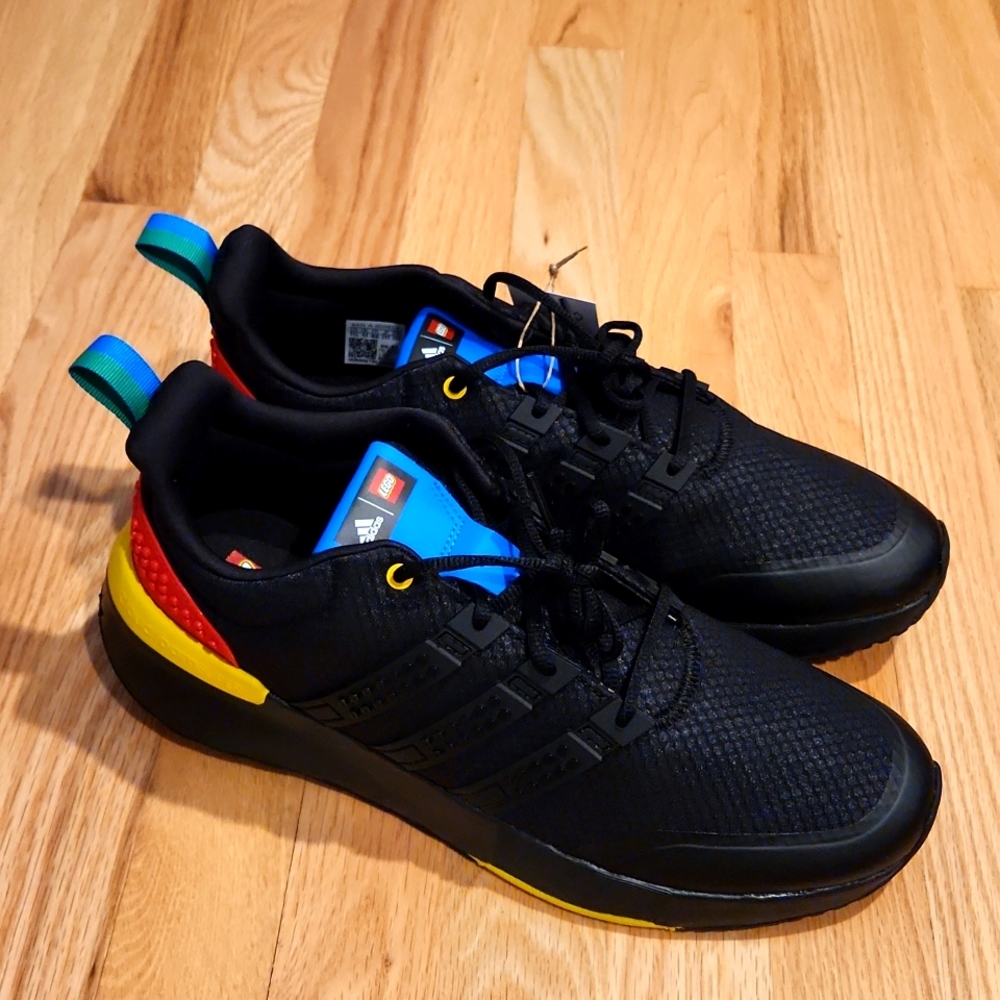 Men's Adidas Lego collection sneakers size 11.5. Black with yellow, blue and red